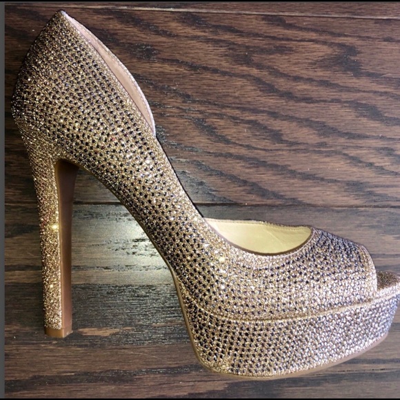 JESSICA SIMPSON RHINESTONE PEEP TOE - Picture 3 of 5